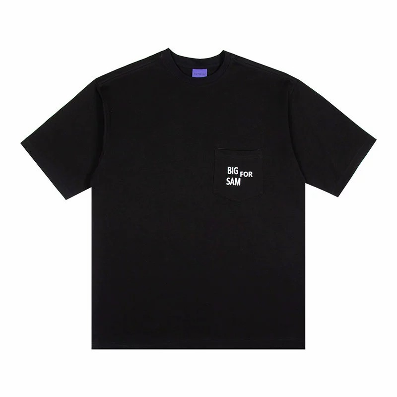 口袋设计字母刺绣短袖T恤男美式潮牌休闲宽松打底上衣