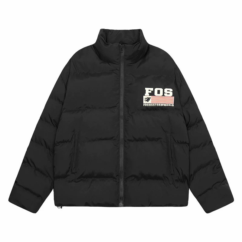 国潮美式旗帜印花棉衣棉服男秋冬季加厚情侣面包服外套