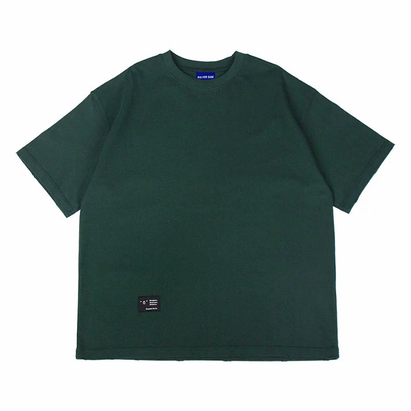 美式男士纯色短袖380g重磅水洗磨烂素T恤宽松廓形打底衫